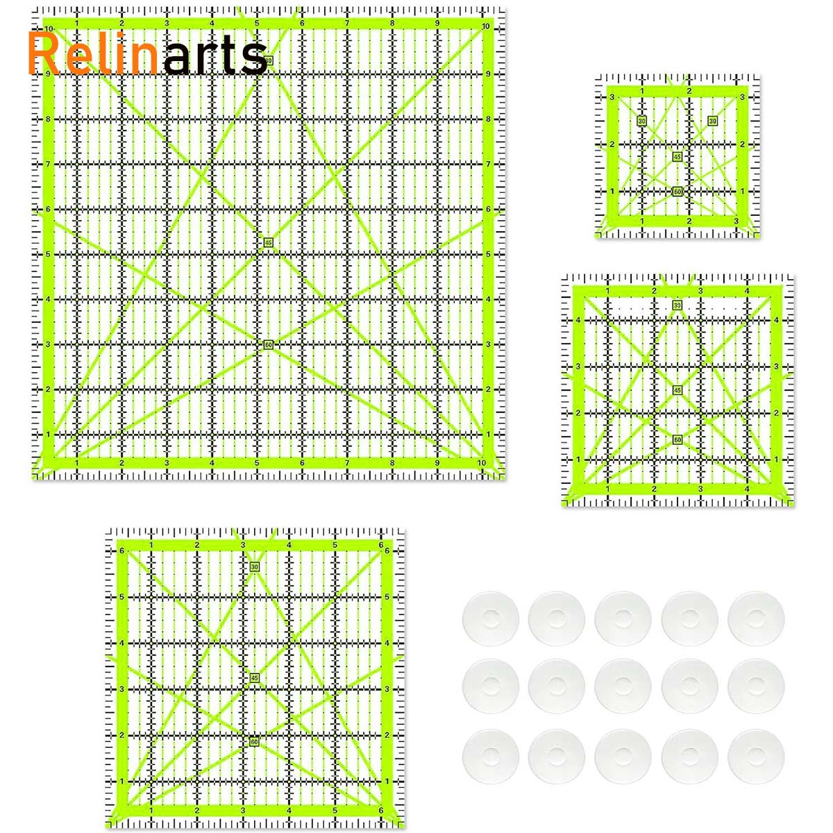 Quilting Ruler Square - Набор из 4 акриловых квадратных линеек