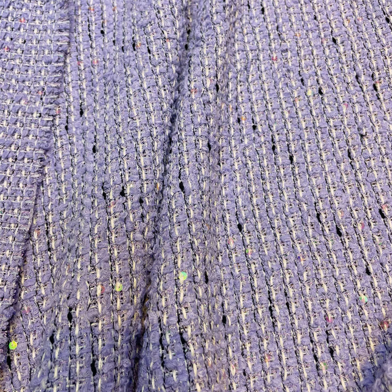 Фиолетовая ткань твид с пайетк – обзор и цена Sewing Tweed