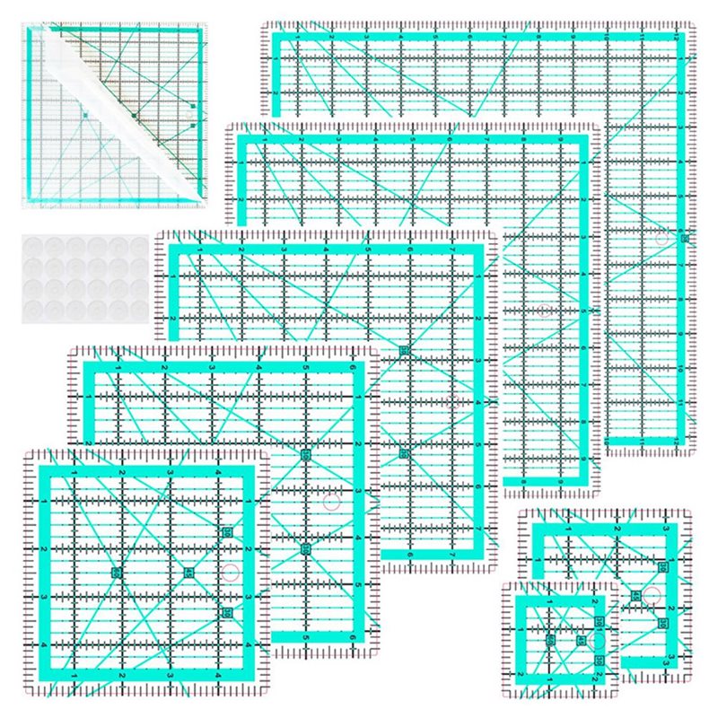 Набор из 7 синих линеек для вы – обзор и цена Quilting Ruler Square